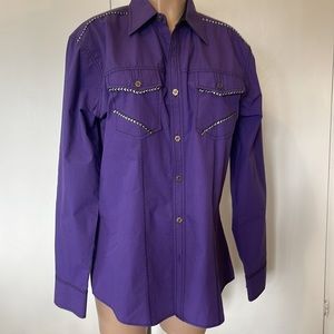 PATRONCITO U.S.A.Purple color Western style MENS  SHIRT  size LARGE